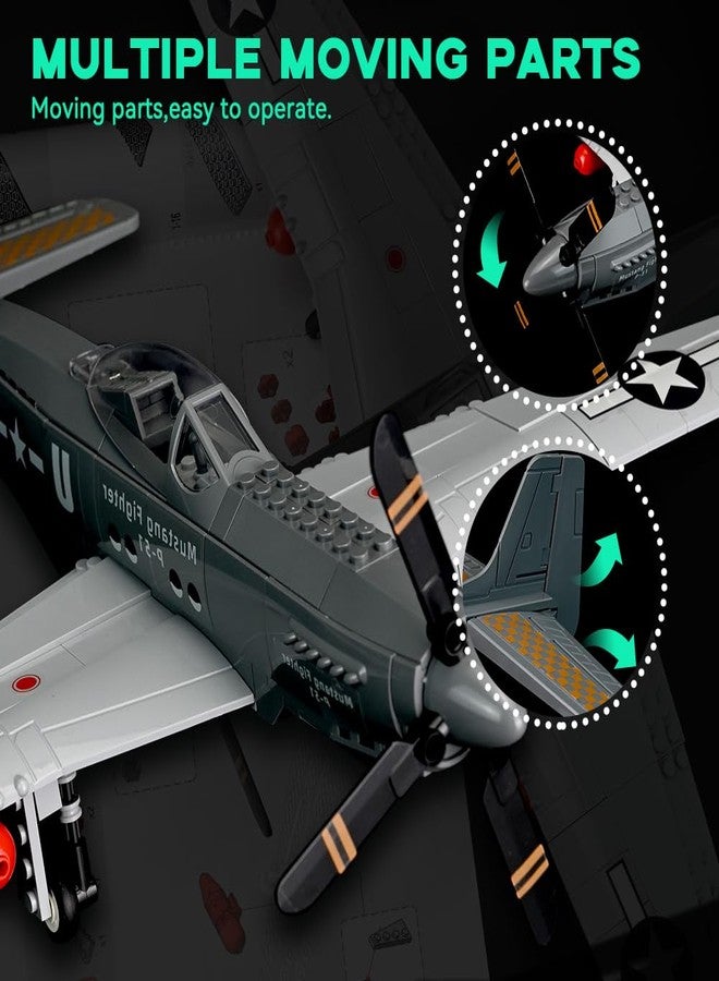 ArtorBricks P-51 Mustang Fighter Airplane Military Building Set with Display Stand - 258 Piece Model Kit for Adults, Collectors & Hobbyists - Image 5